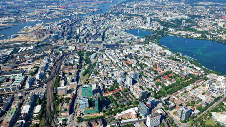 Übersicht der Stadt Hamburg.